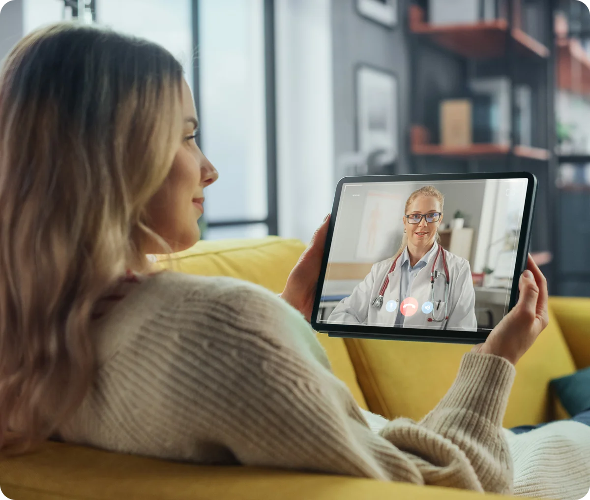 Woman on video call with doctor